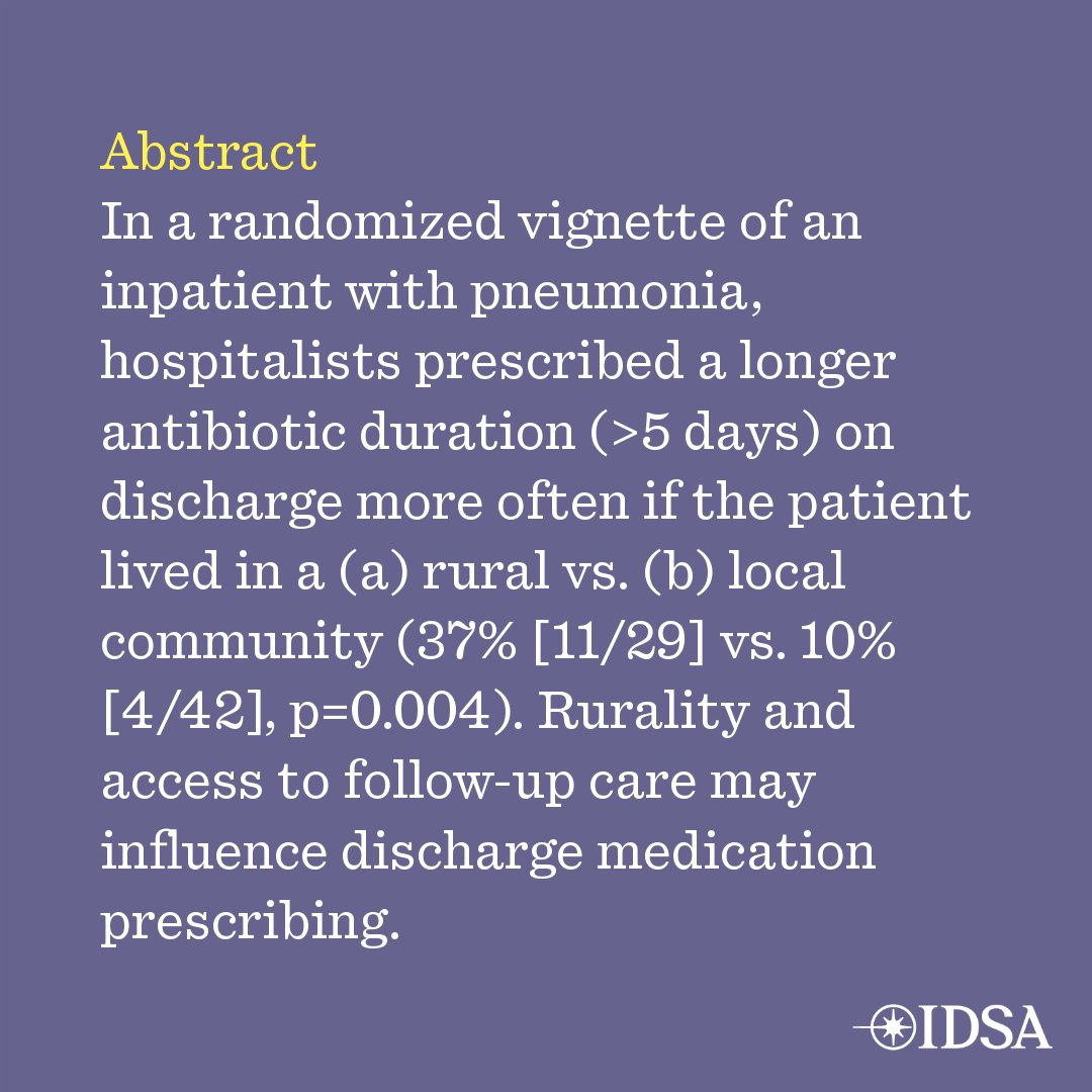 Influence of Access to Care on Decision-making About Antibiotic Duration at Discharge 

✅ Just Accepted
🔗 bit.ly/45hYjGB