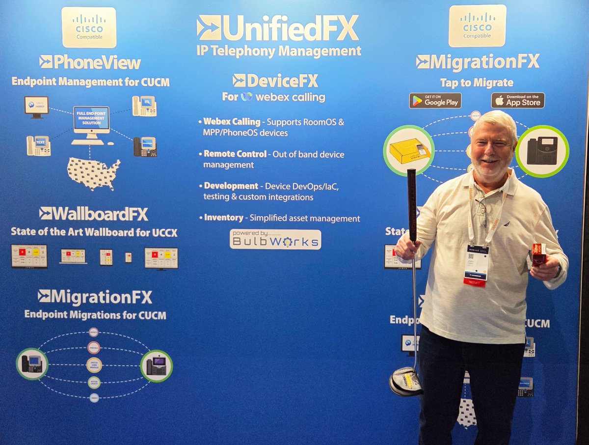 UnifiedFX's tweet photo. Congratulations to Jeffrey DiGregorio and John Chilton who won in our Scotty Cameron prize draw! #CiscoLive - #SanDiego

Well done from everyone at #UnifiedFX !! https://t.co/cOy1jeUhxa