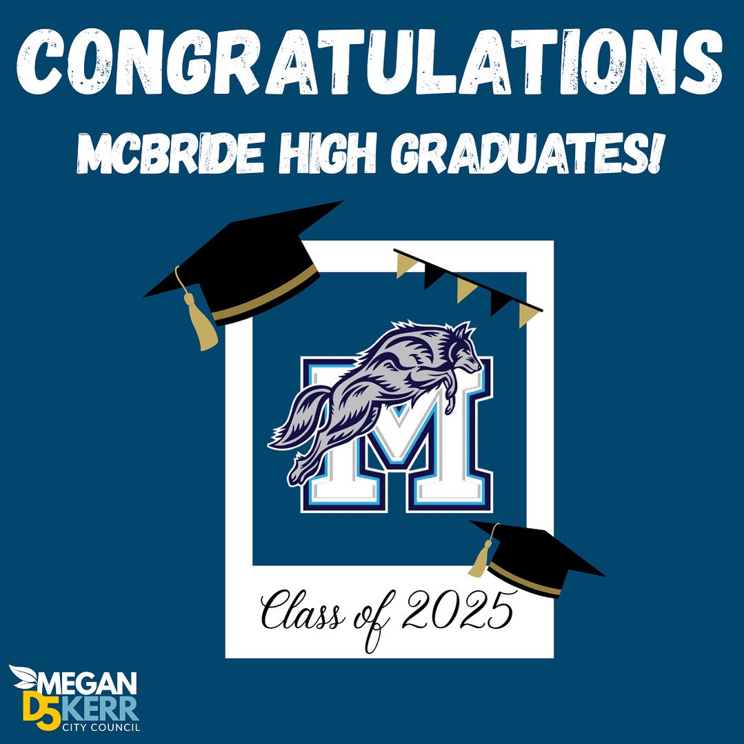 CWMeganKerr's tweet photo. Congratulations to McBride High School’s Class of 2025! Your hard work and determination have led you to this moment and we are all proud of you. Wishing you all the best as you take on your next chapter, because the future is yours! 🎉 https://t.co/VYAqyCkbn1
