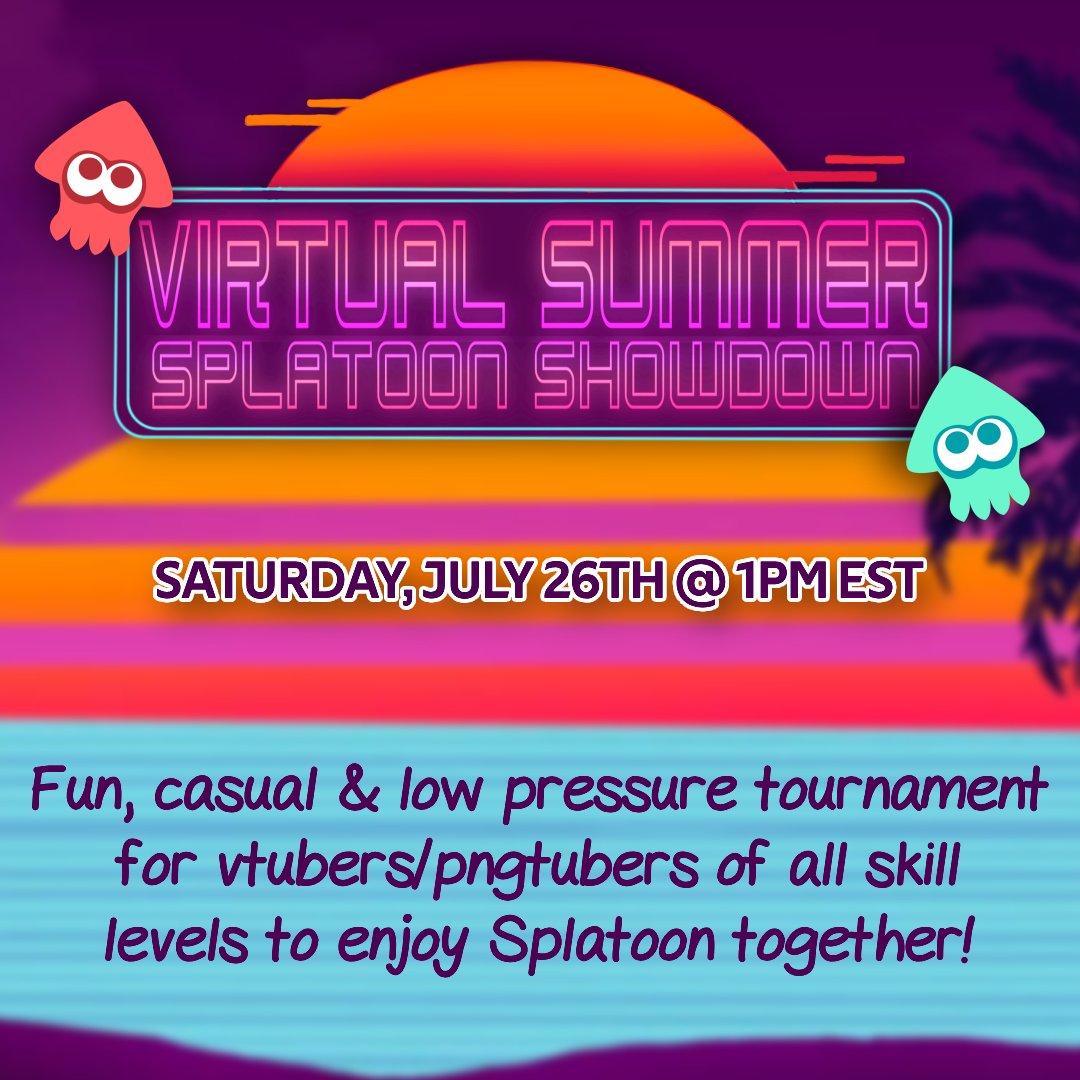 I am so excited to announce that I'll be hosting #V3S2025 this july!! It was one of my favourite vtuber events last year and I hope we can have a wonderful place for vtubers to make friends and enjoy some splatoon again this summer 😎🦑☀️