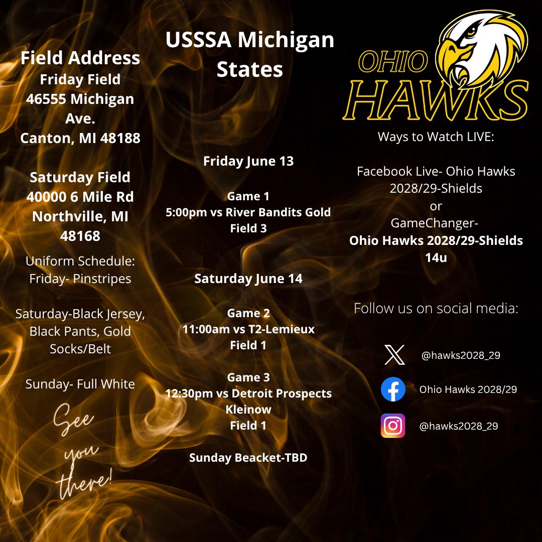 We head to Canton, MI this weekend for the Michigan State Tournament!! #GoHawks