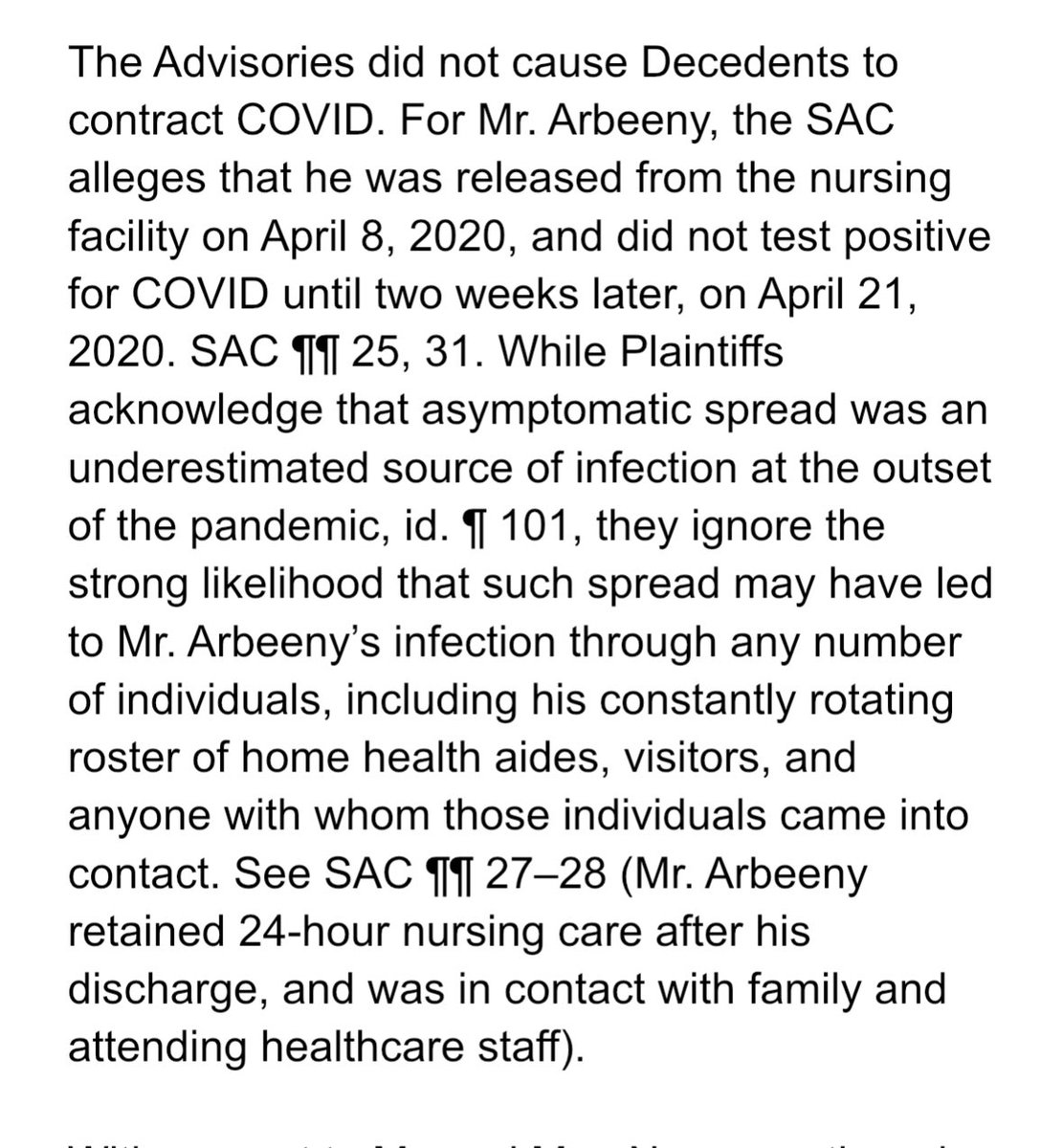 The facts below from the legal papers in the now dismissed Arbeeny case.