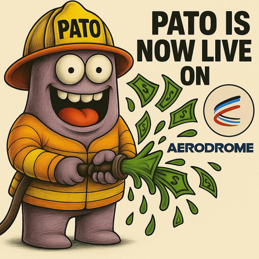 Patofirefighter's tweet photo. 🚨 BREAKING: $PATO is now LIVE on Aerodrome!
No Water. Just Dollar. 💸🔥

PATO — the meme-powered crypto firefighter — is now trading on one of Base’s leading DEXs.

✅ Pair: PATO/ETH https://t.co/j3PgU5WXTM

🌏Official Website: https://t.co/aFi39NUiDX

#PATO #Aerodrome #Base https://t.co/MBXz4G4feA