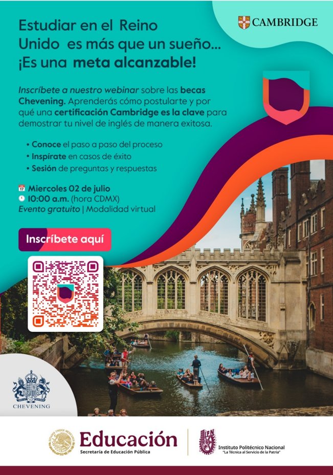 ¡Inscríbete al webinar sobre las becas Chevening!
Aprenderás cómo postularte y por qué una Certificación Cambridge es la clave para
demostrar tu nivel de inglés de manera exitosa.
Inscríbete en share.hsforms.com/1lsrz82wESeOjx…
