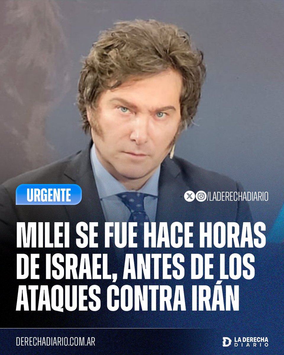 🚨🇦🇷🇮🇱🇮🇷 | #AHORA El presidente argentino Javier Milei se fue hace horas de Israel hacia España, antes de que las fuerzas israelíes lancen un masivo ataque contra Irán.