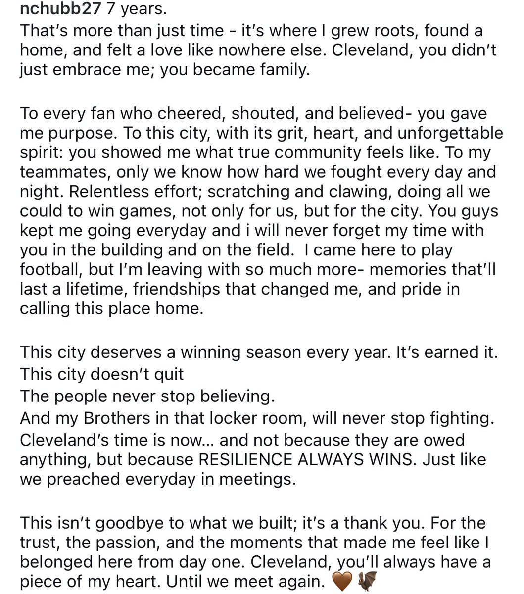 Nick Chubb says goodbye to Cleveland: