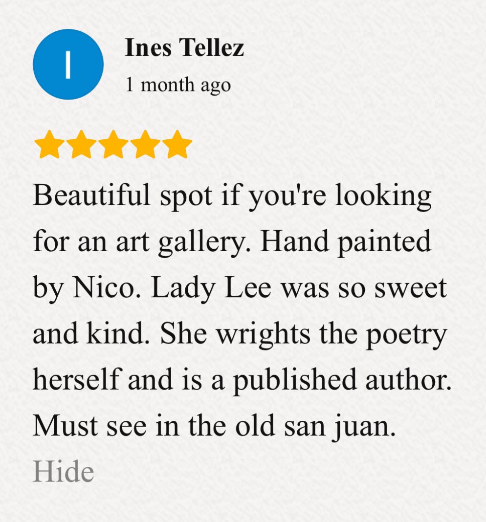 Poetspassage's tweet photo. “Beautiful spot if you're looking for an art gallery. Hand painted by Nico. Lady Lee was so sweet and kind. She wrights the poetry herself and is a published author. Must see in the Old San Juan.” https://t.co/2J2QSP2kbB @LadyLeeAndrews https://t.co/FUO9R0cGt4