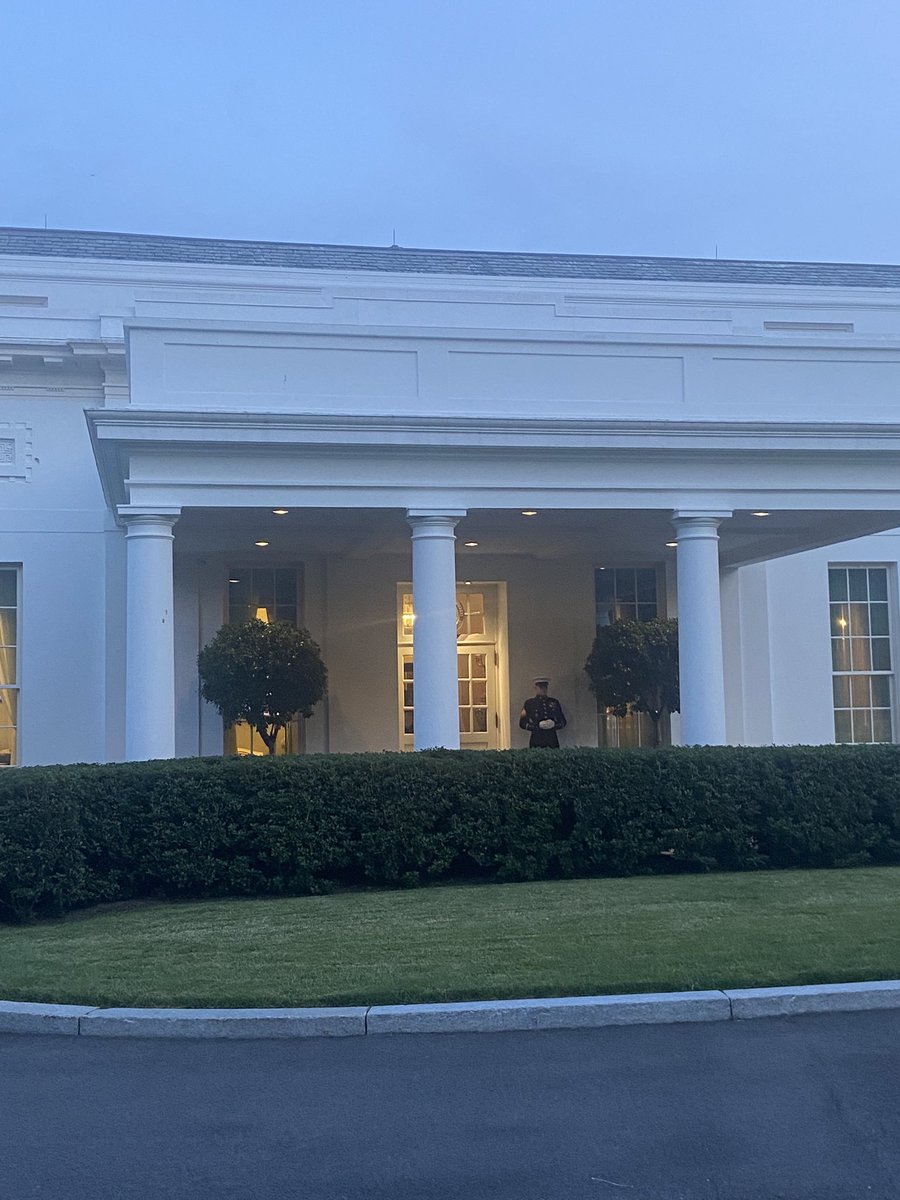 Marine standing sentry outside the West Wing right now