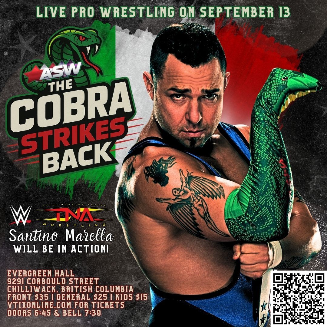 ASW CANADA (@aswcanada) on Twitter photo Son of a gun! Look who's coming to Chilliwack on September 13, 2025!
Put up the Honk-a-Meter, because it's <a href="/milanmiracle/">Santino Marella</a>!
Get ready for ASW The Cobra Strikes Back at Evergreen Hall
You won’t like it when he’s anger! Get ready for Santino this fall!
vtixonline.com/all-star-wrest… Son of a gun! Look who's coming to Chilliwack on September 13, 2025!
Put up the Honk-a-Meter, because it's <a href="/milanmiracle/">Santino Marella</a>!
Get ready for ASW The Cobra Strikes Back at Evergreen Hall
You won’t like it when he’s anger! Get ready for Santino this fall!
vtixonline.com/all-star-wrest…