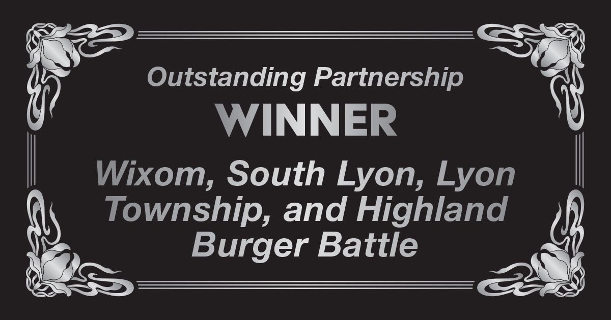 Advantage Oakland (@advantageoak) on Twitter photo Congratulations to our Outstanding Partnership Winner:
<a href="/CityofWixom/">City of Wixom</a>, South Lyon, <a href="/lyontwp/">Lyon Township</a> and Highland Township, Burger Battle! #MainStreetOC #OaklandCounty Congratulations to our Outstanding Partnership Winner:
<a href="/CityofWixom/">City of Wixom</a>, South Lyon, <a href="/lyontwp/">Lyon Township</a> and Highland Township, Burger Battle! #MainStreetOC #OaklandCounty
