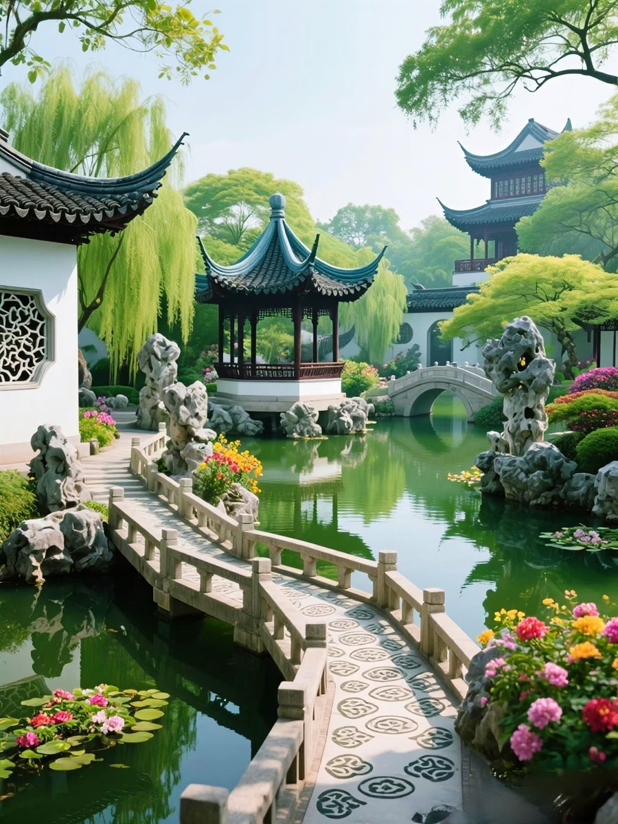 绿树阴浓夏日长，楼台倒影入池塘。
#邂逅东方韵