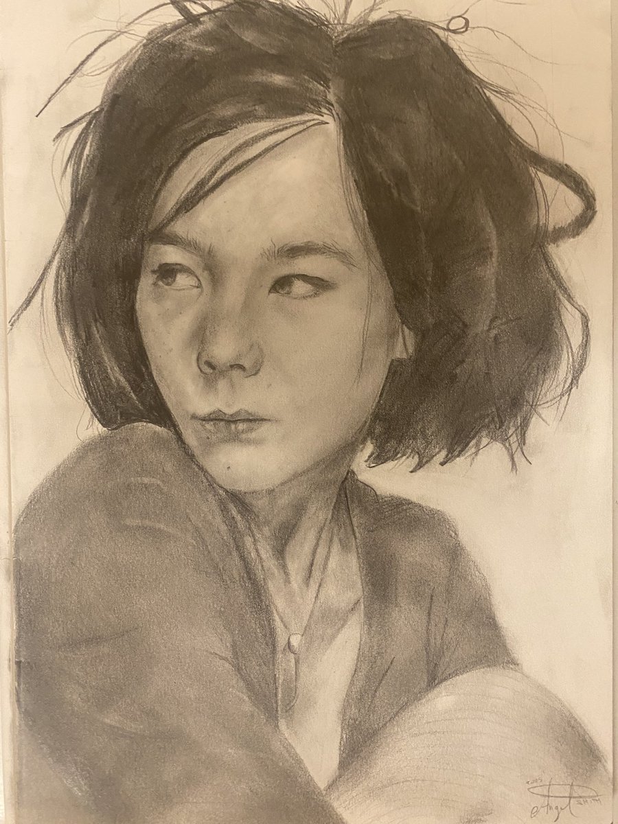 real_artnerd's tweet photo. My drawing of Bjork :3 https://t.co/yrfL7AvWFf