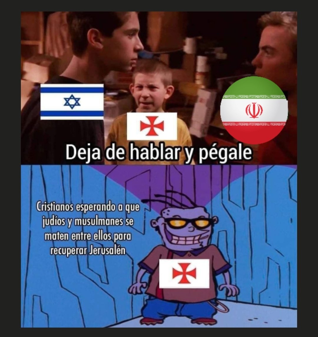 MemesCSociales's tweet photo. El arte de la guerra consiste someter al enemigo sin necesidad de pelear contra él -Sun Tzu

Es momento de que mientras Israel e Iran se enfrentan los cristianos recuperemos Jerusalén.

Se viene la Tercera Guerra Mundial https://t.co/8qPIcGdPOa