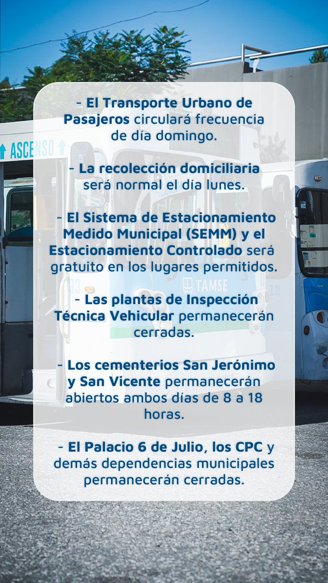 #ATENCIÓN | 🇦🇷 Este será el esquema de servicios en #CórdobaCapital por el feriado nacional del 16 de junio 👇🏽