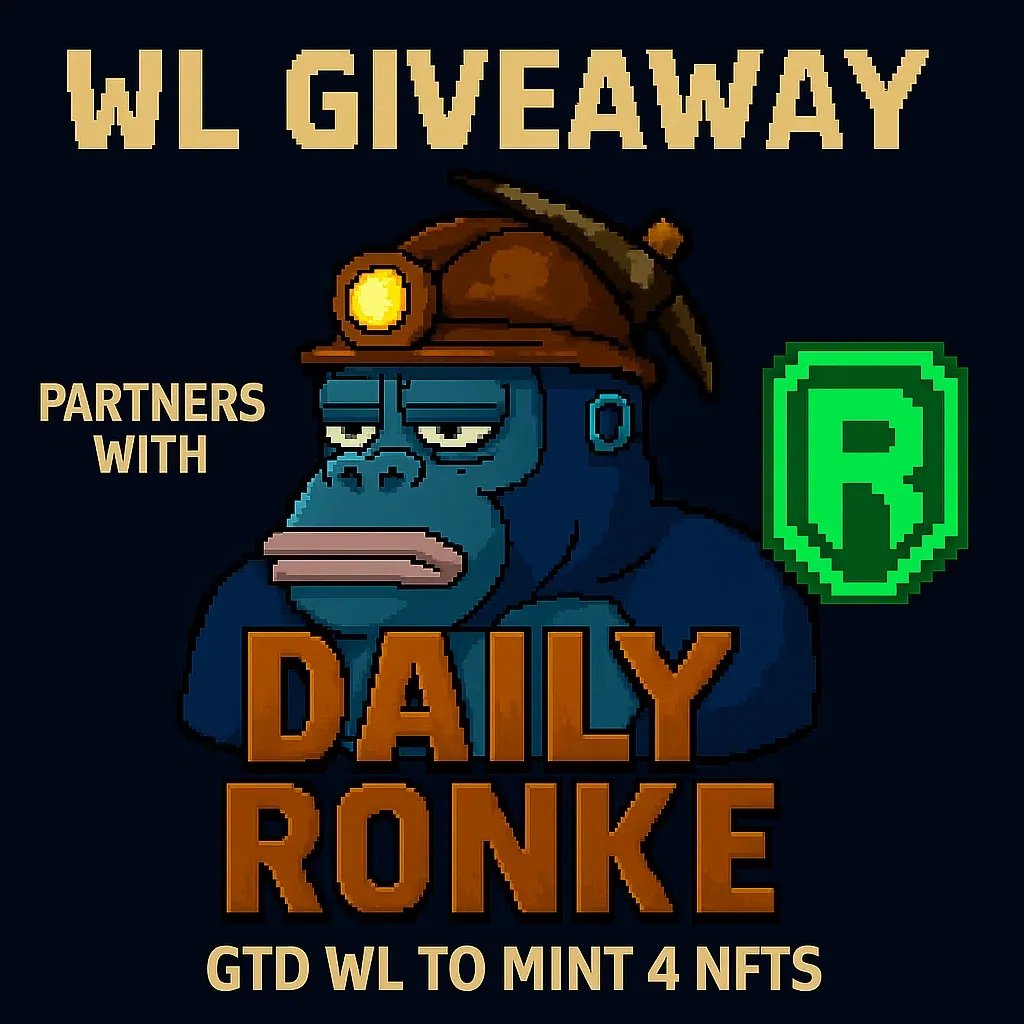 dexNFT_ron's tweet image. 🚨🚨 GIVEAWAY ALERT 🚨🚨

2 GTD SPOTS FOR @DailyRonke MINT! (1 GTD = 4 MAX MINT)

⚠️RULES⚠️

1⃣FOLLOW @DailyRonke , @ronencoin AND @dexNFT_ron 
2⃣TAG 3 FRIENDS
3⃣LIKE ❤️ + RT 🔃
4⃣DROP YOUR RONIN WALLET (NO RNS)
5⃣Join discord: discord.gg/ronen

🚨DEADLINE 48 HOURS🚨