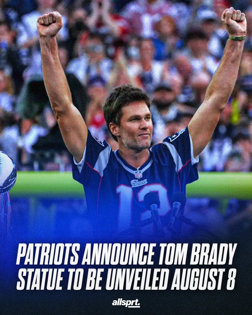 AllSprtCom's tweet image. The New England Patriots will unveil a statue of legendary quarterback Tom Brady on August 8 outside Gilette Stadium.

#nfl