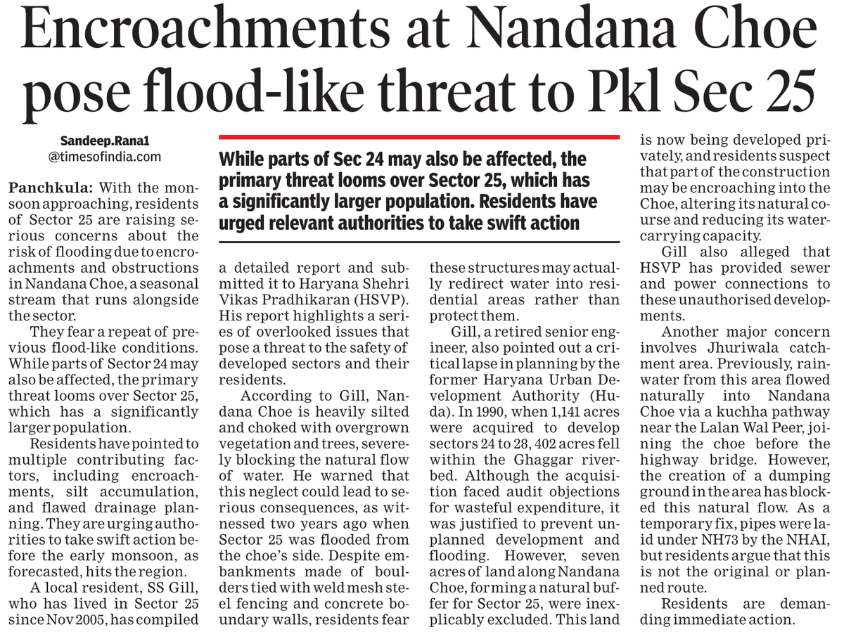 SandeepRanaChd's tweet photo. Encroachments at #Nandana #Choe pose flood-like threat to #Panchkula's Sec 25 https://t.co/3h2YHs1oe6
