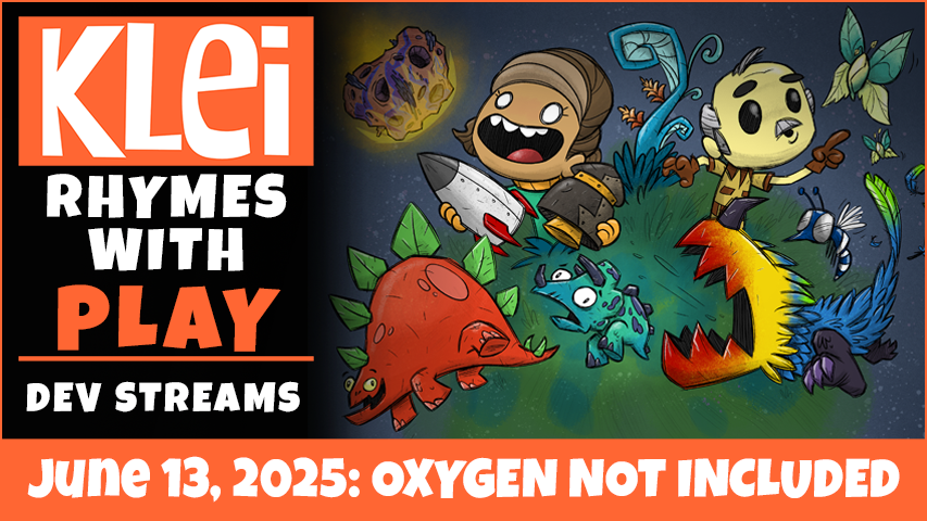 🚀Special #OxygenNotIncluded Klei Dev stream.

We’re going live tomorrow (🗓️June 13th) at 3:30pm PT with:

🦖 ONI’s Prehistoric Planet Pack DLC
🛰️ Our New Game: Away Team
💬 Q&amp;A with chat!

Follow us on Twitch:
📺 twitch.tv/kleientertainm…