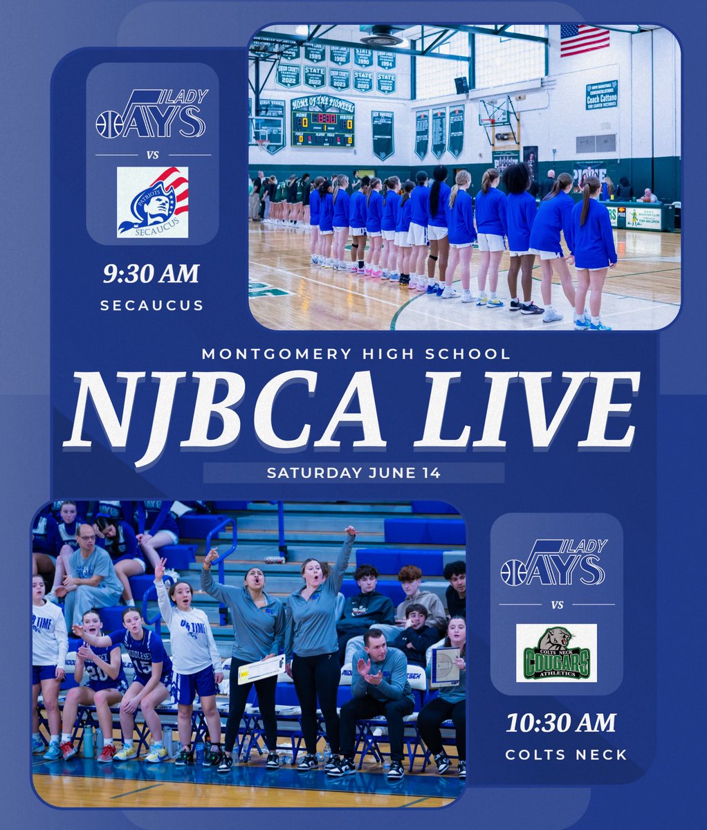 Taylor Lawrence (@taylorlawr56777) on Twitter photo Canโt wait to play this weekend! Getting ready! Come check out the Lady Jays ๐๐๐ค!!! Canโt wait to take the floor with these amazing players !!!Saturday June 14!!!๐ช <a href="/NJBCA_Official/">New Jersey Basketball Coaches Association</a>
<a href="/StewLester2/">Stewart Lester</a> <a href="/21_MalloryG/">Mallory Gianchiglia</a> <a href="/Kmaynard1415/">Kendall Maynard</a> <a href="/KayleeDevine22/">Kaylee Devine</a> <a href="/AveryIskra/">Avery Iskra</a> Canโt wait to play this weekend! Getting ready! Come check out the Lady Jays ๐๐๐ค!!! Canโt wait to take the floor with these amazing players !!!Saturday June 14!!!๐ช <a href="/NJBCA_Official/">New Jersey Basketball Coaches Association</a>
<a href="/StewLester2/">Stewart Lester</a> <a href="/21_MalloryG/">Mallory Gianchiglia</a> <a href="/Kmaynard1415/">Kendall Maynard</a> <a href="/KayleeDevine22/">Kaylee Devine</a> <a href="/AveryIskra/">Avery Iskra</a>