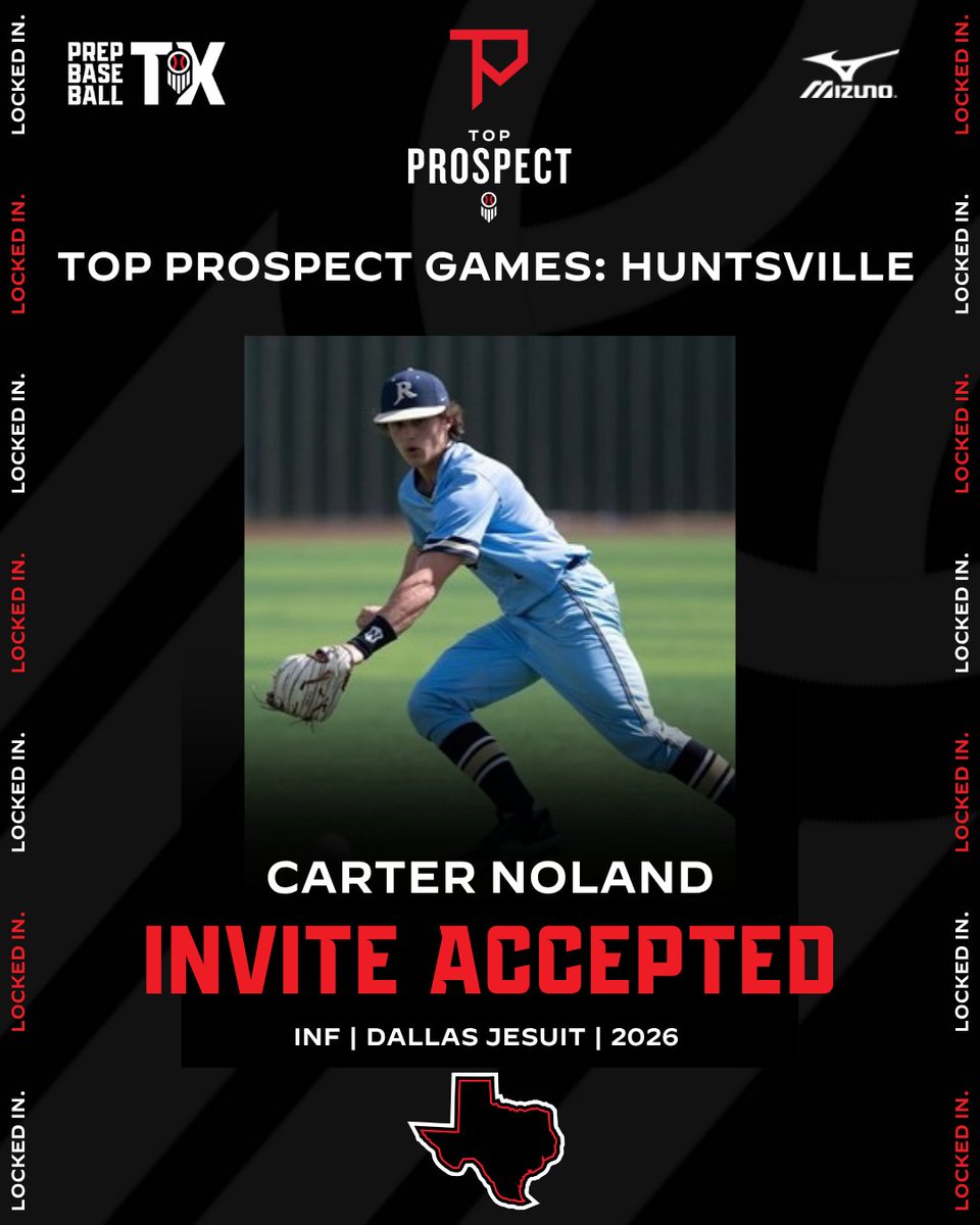 Prep Baseball Texas (@prepbaseball_tx) on Twitter photo #TXTPG25: ๐๐ก๐ฉ๐๐ง๐ ๐๐๐๐๐ฃ๐ง๐๐ ๐๏ธ
โ26 Carter Noland (<a href="/CNoland2026_jcp/">CarterNoland2026</a> | <a href="/jcpbaseball/">Jesuit Baseball</a>) is headed to the ๐๐จ๐ฉ ๐๐ซ๐จ๐ฌ๐ฉ๐๐๐ญ ๐๐๐ฆ๐๐ฌ: Huntsville at Sam Houston State on July 1.
This showcase + gameplay event will feature some of the top players in the area.
More #TXTPG25: ๐๐ก๐ฉ๐๐ง๐ ๐๐๐๐๐ฃ๐ง๐๐ ๐๏ธ
โ26 Carter Noland (<a href="/CNoland2026_jcp/">CarterNoland2026</a> | <a href="/jcpbaseball/">Jesuit Baseball</a>) is headed to the ๐๐จ๐ฉ ๐๐ซ๐จ๐ฌ๐ฉ๐๐๐ญ ๐๐๐ฆ๐๐ฌ: Huntsville at Sam Houston State on July 1.
This showcase + gameplay event will feature some of the top players in the area.
More