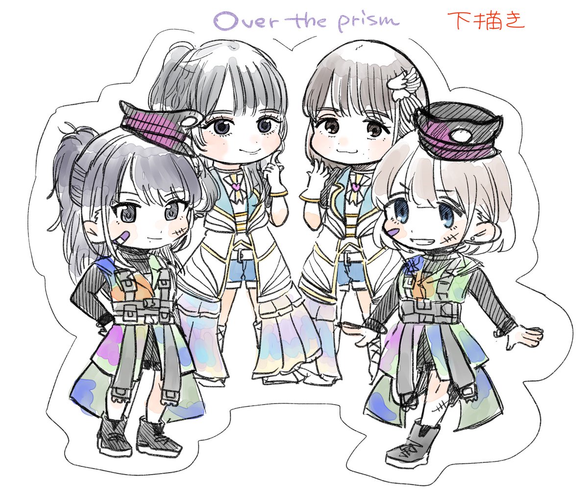 Over the prism宛のイラストでした、ラフはあさひしか残ってなかった…
下書きが結構そのまま線画に直結するタイプなので、誰かに見てもらうタイプのものは特に下書きの時点で結構しっかり描いてます
ちなみに普段の落書きは下書きに色つけてるような感じです #えとマロ 