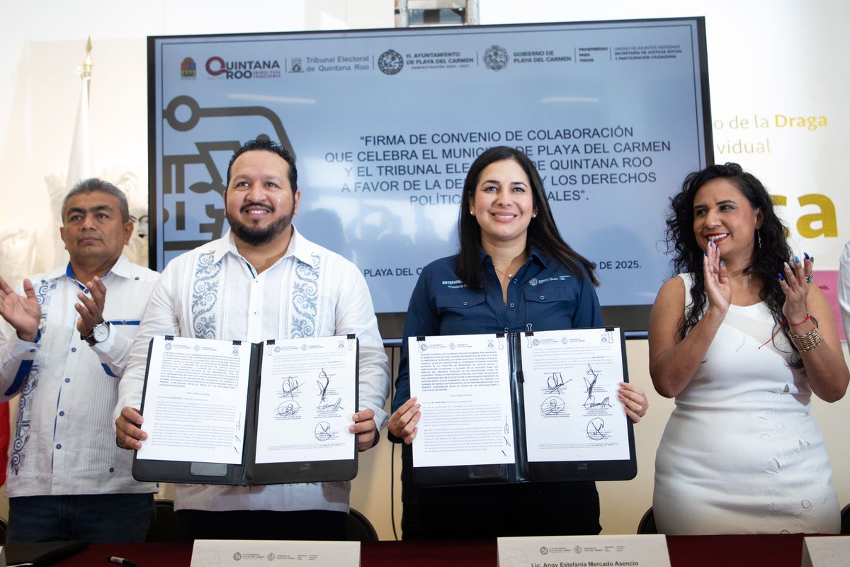 #PlayadelCarmen | <a href="/estefaniamerkdo/">Estefania Mercado</a> firma acuerdo con el Teqroo por la inclusión de grupos vulnerados acortar.link/SDvMa6
