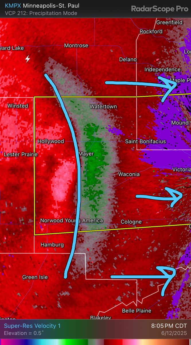 McDermedFox9's tweet image. This storm has a history of producing 80mph winds and it’s moving straight toward Waconia and Victoria @FOX9