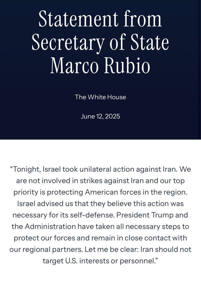 jaketapper's tweet photo. White House statement is from Secretary of State Rubio https://t.co/1zlrqLEV6i