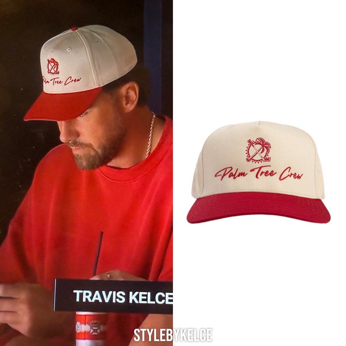 Travis Kelce wears a Florida Panthers X Palm Tree Crew Iconic Cap
