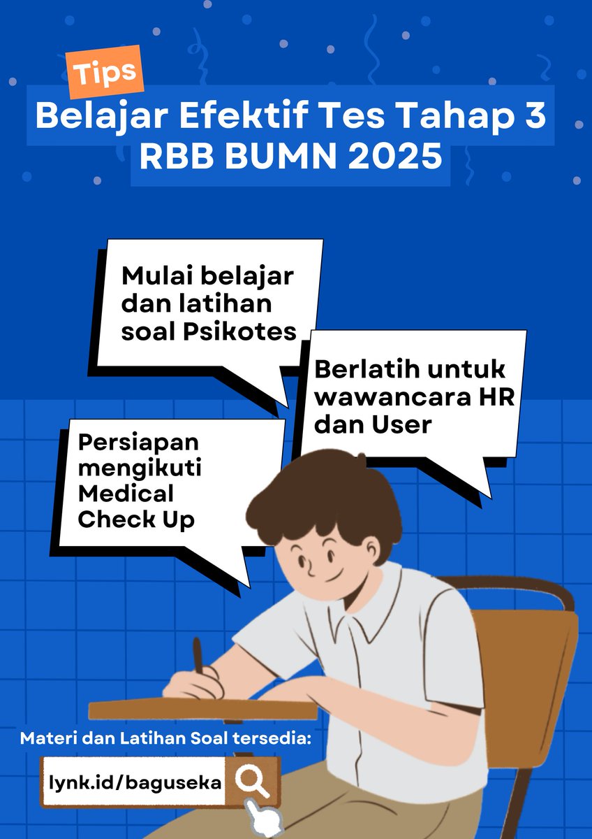 beautysseulgi's tweet image. Menghitung jam pengumuman Tes Tahap 2 RBB BUMN. Yuk yuk mulai disiapin buat belajar Psikotes Tes Tahap 3 nanti. Aku dah taruh latsoal dan materi e-booknya disini yaaa 🔗lynk.id/baguseka

#fhci #rbb #bumn #testahap3
