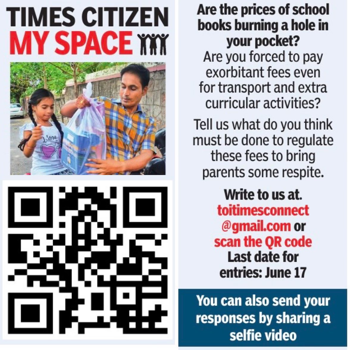 Are the prices of school books burning a hole in your pocket? Are you forced to pay exorbitant fees even for transport and extra curricular activities? Tell us what do you think must be done to regulate  these fees to bring parents some respite. Write to us at