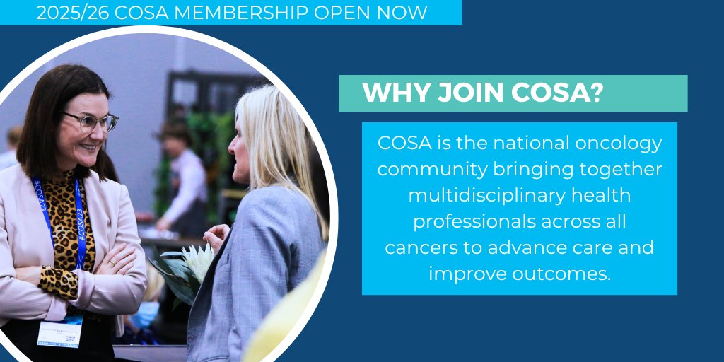 COSAoncology's tweet image. COSA is a truly multidisciplinary community providing opportunities to connect with leaders in cancer healthcare, build networks and collaborations, access professional development, drive advocacy and facilitate research. Join or renew today: cosa.org.au