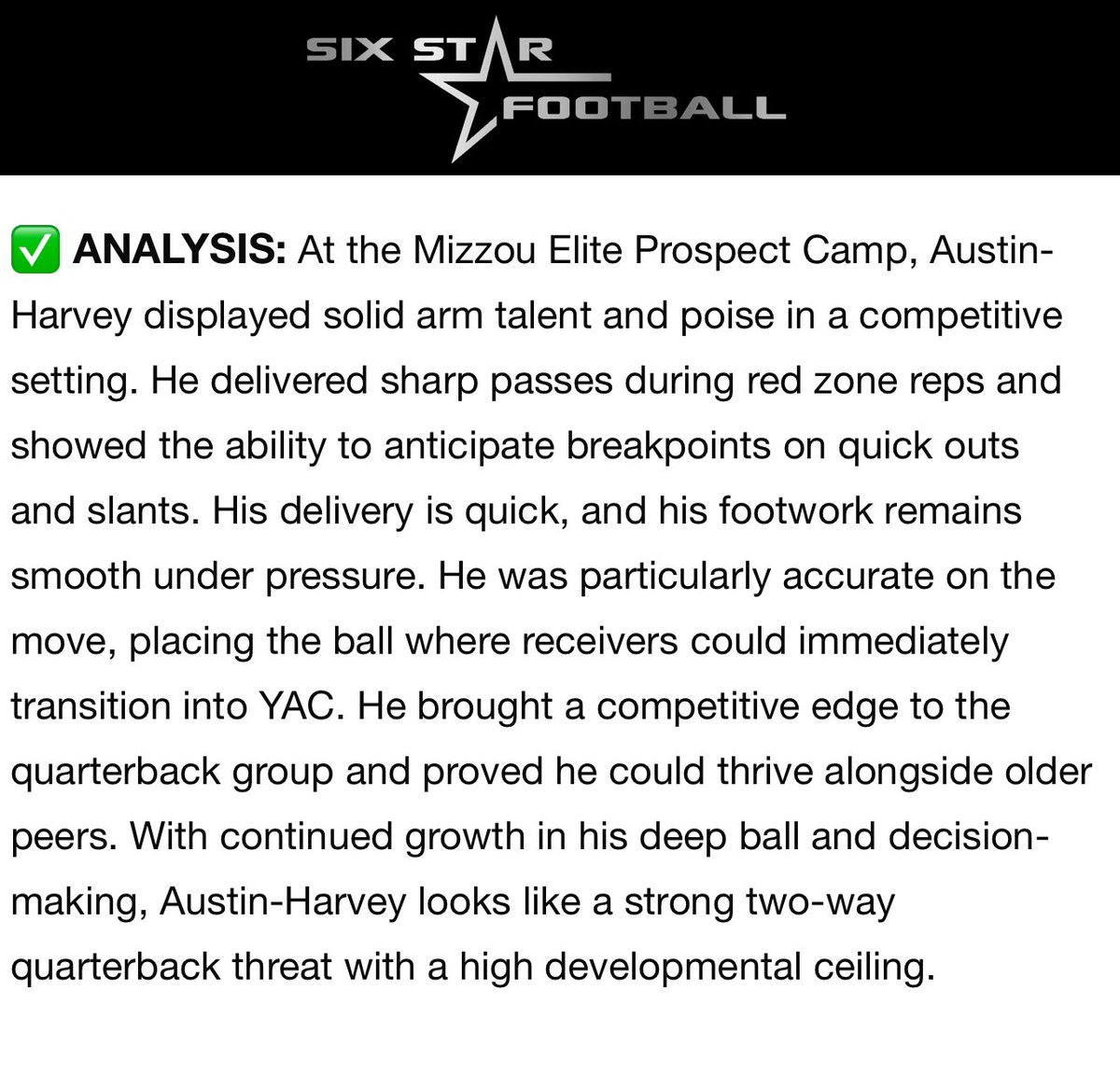 daylenharv's tweet image. Had a great time showcasing at @MizzouFootball! Thank you to @CoachDrinkwitz and @Coach__Gleeson for the teachings today! Thank you @sixstarfootball for the write up🐯.
@ScottPingel10 @CBCFootball @PrepRedzoneMO @JPRockMO @AJSW24 @CoachTwan314 @MidRecruiting @coachnellyy