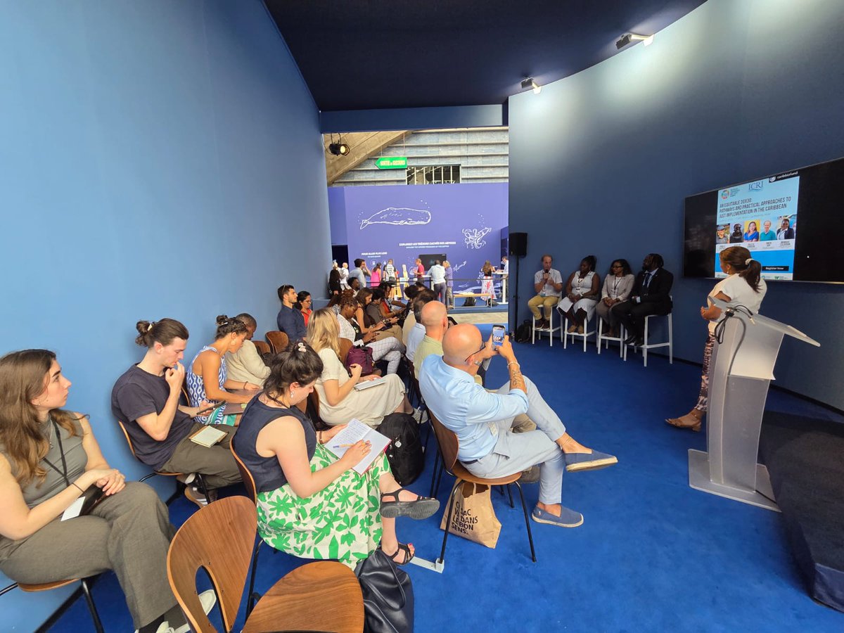 caribbiofund's tweet photo. At #UNOC3, today’s “Equitable 30x30” side event spotlighted Caribbean leadership on inclusive marine conservation. Panelists stressed that rights-based, community-led approaches are key to achieving #30x30. Equity is essential—not optional. https://t.co/i5fNArdla2