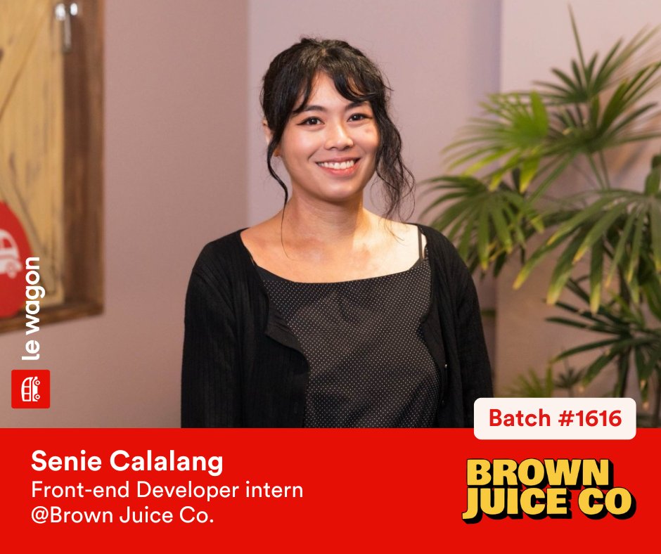 🚀 Friday Graduate News!

Our Web Development alumna Senie just landed a front-end developer internship at the design agency Brown Juice Co!

She’s is an active musician and even DJed at the Le Wagon 1,000 Graduates Party!