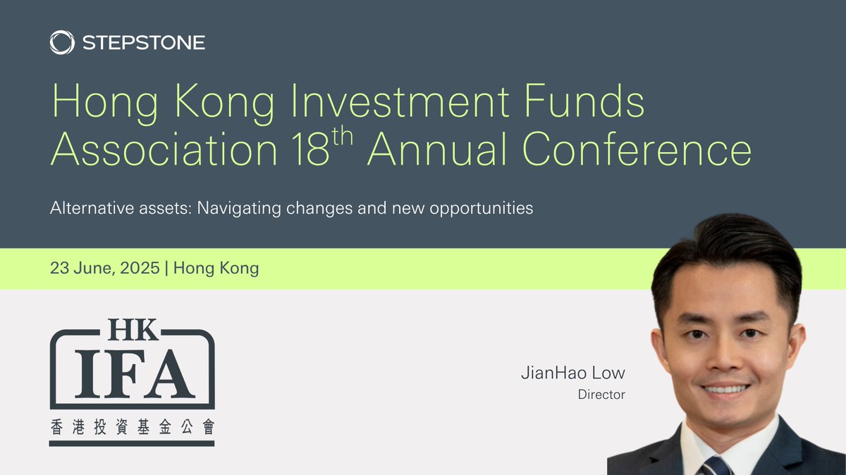 JianHao Low, CFA, CAIA, CA, Director at #StepStone, will be speaking at the Hong Kong Investment Funds Association 18th Annual Conference.

JianHao will join fellow industry leaders on the panel “Alternative assets: Navigating changes and new opportunities” to explore how private