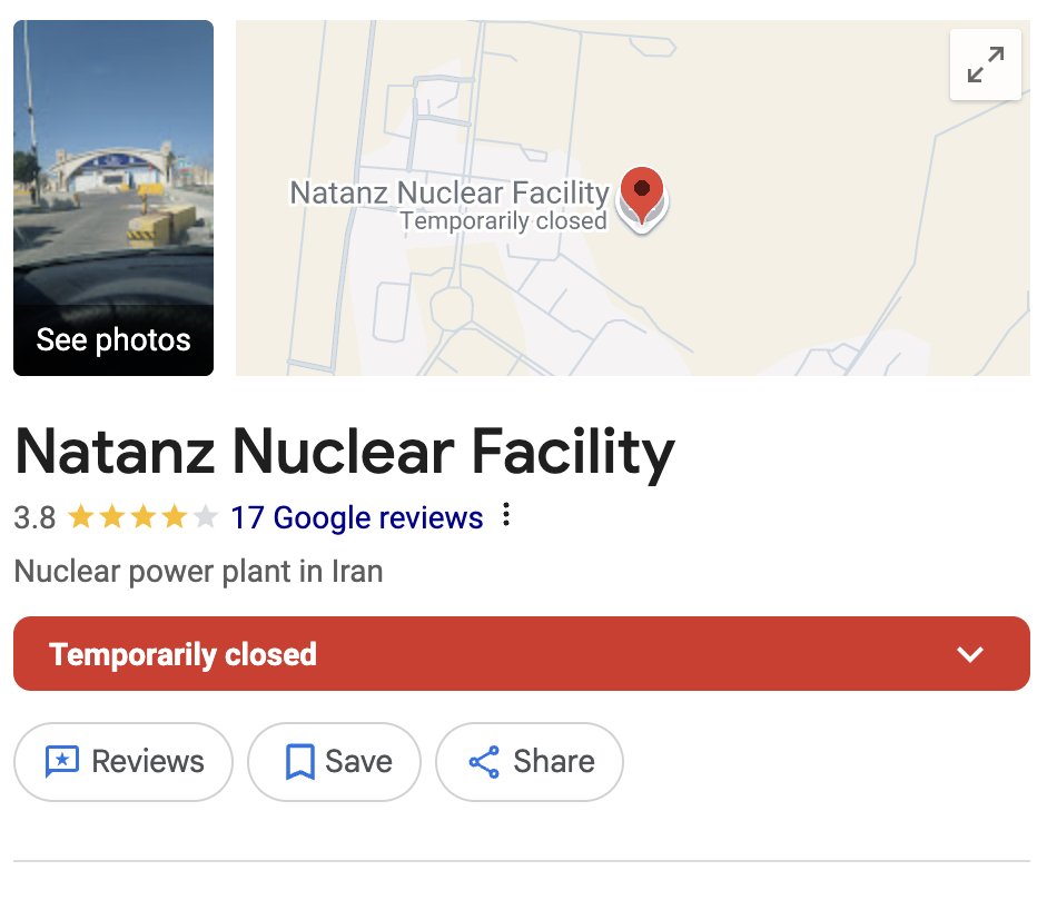 The Google snapshot for Iran's Natanz nuclear facility right now