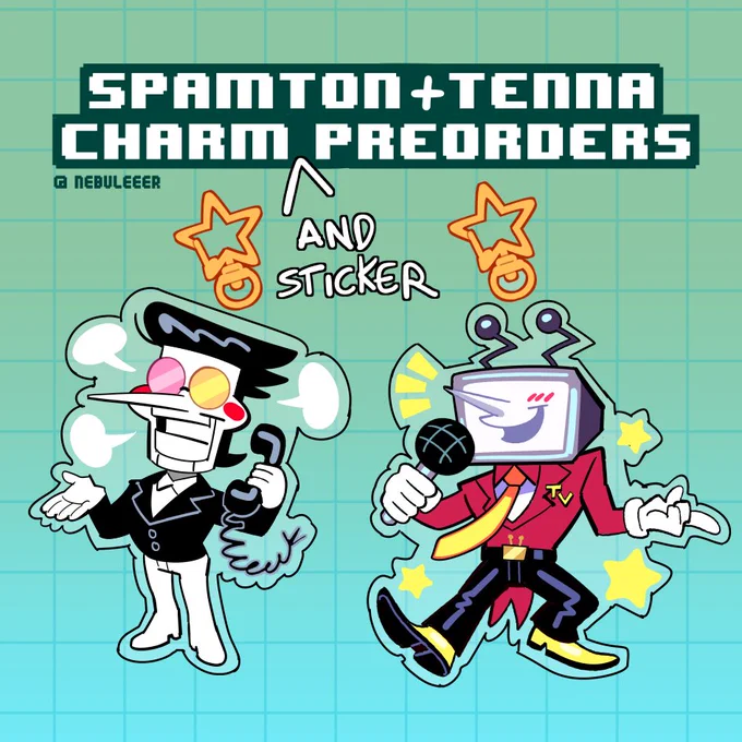 okay heres the tenna charm and the new spamton charm (and stickers) lol. check out the comments for them #tenna #DELTARUNE #spamton