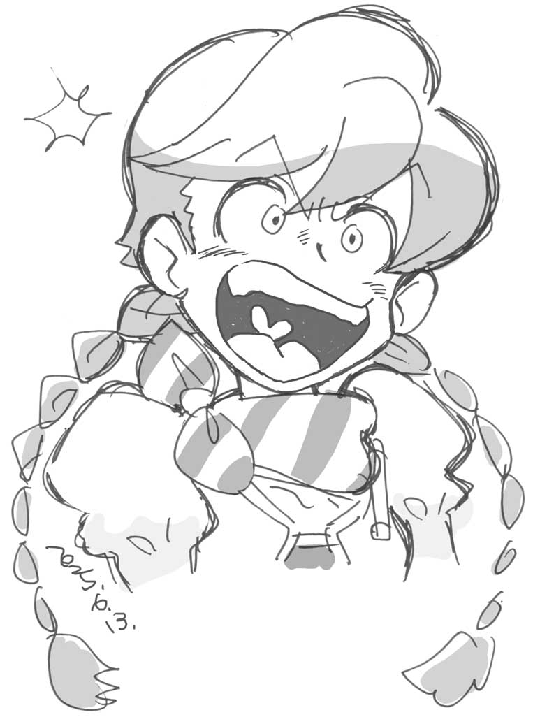 #顔だけで何リポスト来るか 
『あまいぞ!男吾』を見ながら描いたエヴァマリにゃんとヤチヨさん。 