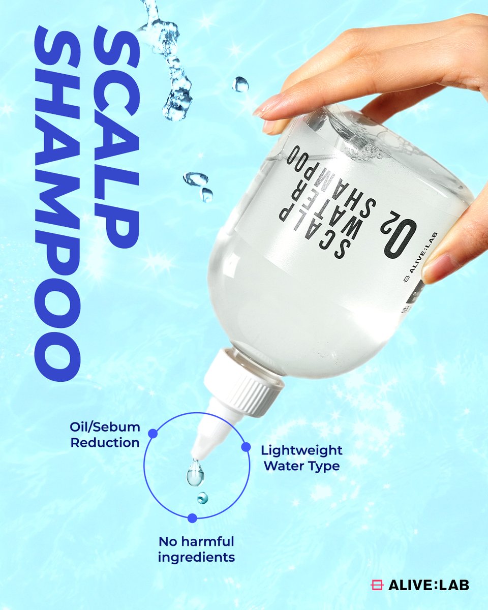 WATER TYPE SHAMPOO? 💧🐳

✅ Lightweight Water Type
- No residue! Fresh finish
✅ No harmful Ingredients
-  Good for sensitive scalp
✅ Oil/Sebum Reduction
- Promotes scalp health

Available on🛒
linkon.id/alivelab_global

#alivelab #shampoo #scalpcare #koreanskincare #kbeauty