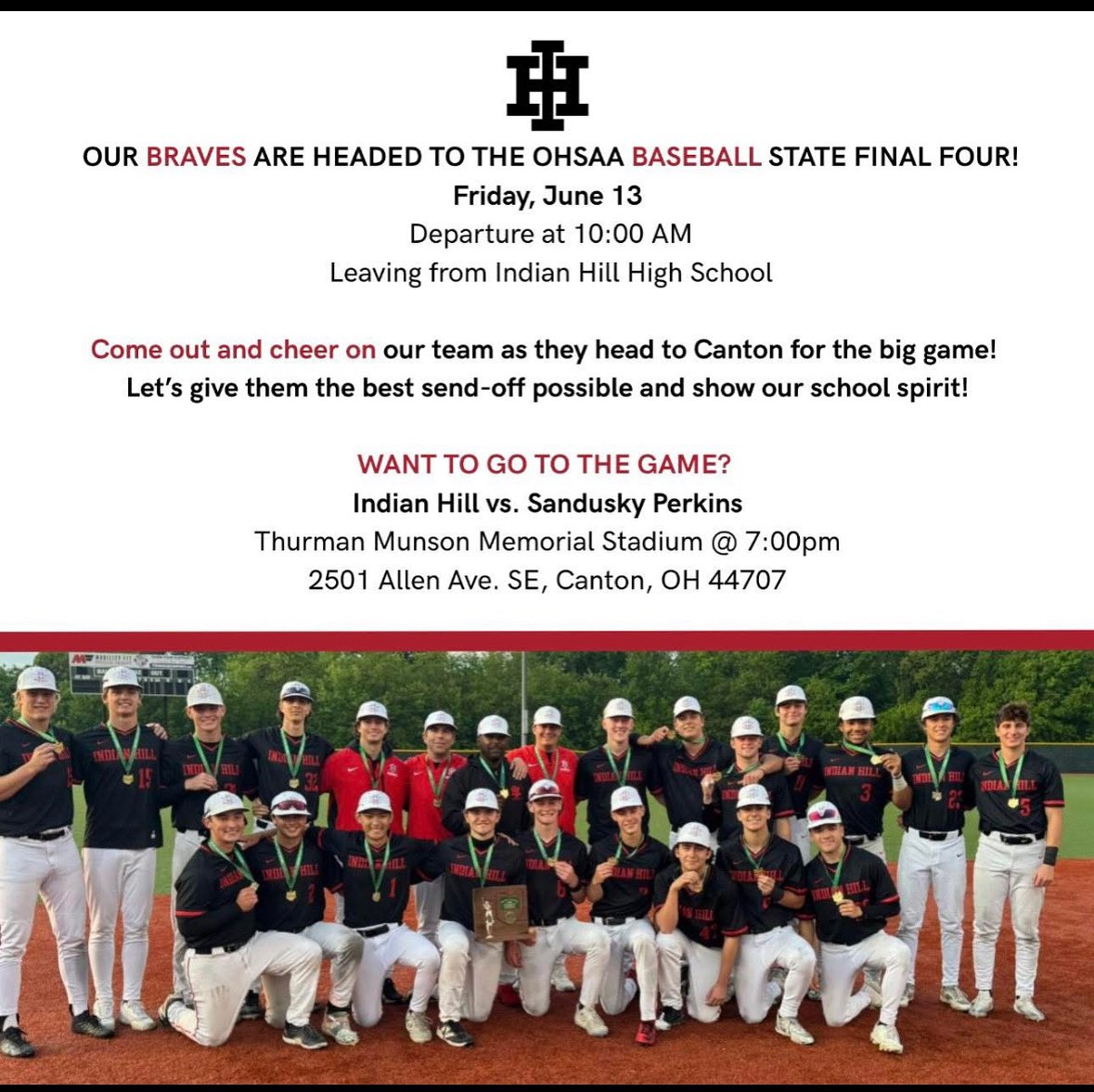 ihbravesad's tweet image. Please help send off our baseball team Friday morning! Bus leaves at 10 we will see you at 9:45 AM
#IHPromise #beBRAVE #PTH