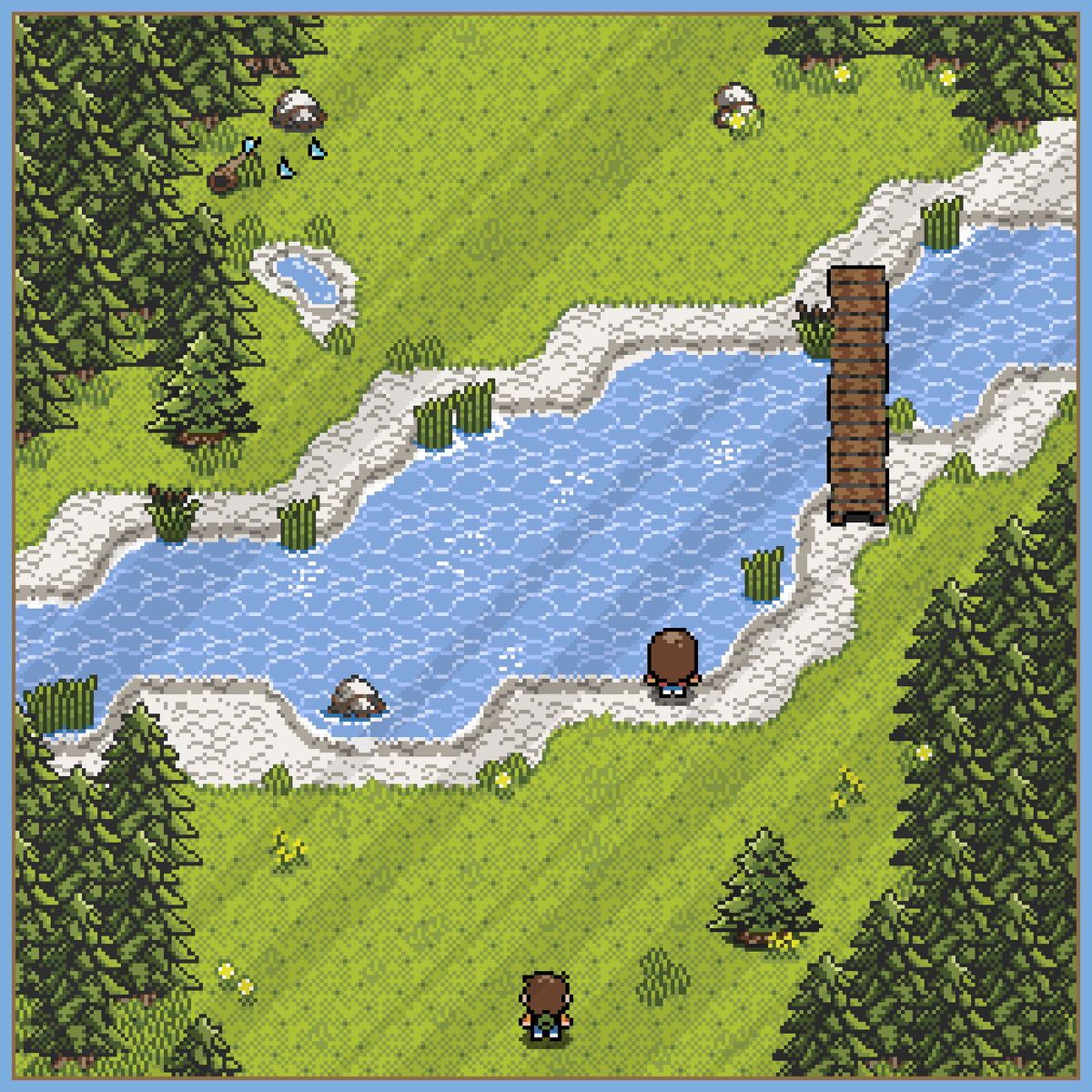LoamBrownGames's tweet photo. Peter's Creek runs through all of town! It's a beautiful little spot to hang out and reflect on all the terrible, terrible things you've done.
So be sure to check out Peters creek in A Town with No Name! Happy Thursday! 😄

#pixelart #indiedev #gameboy #gameboycolor https://t.co/S7eoc0vnNQ