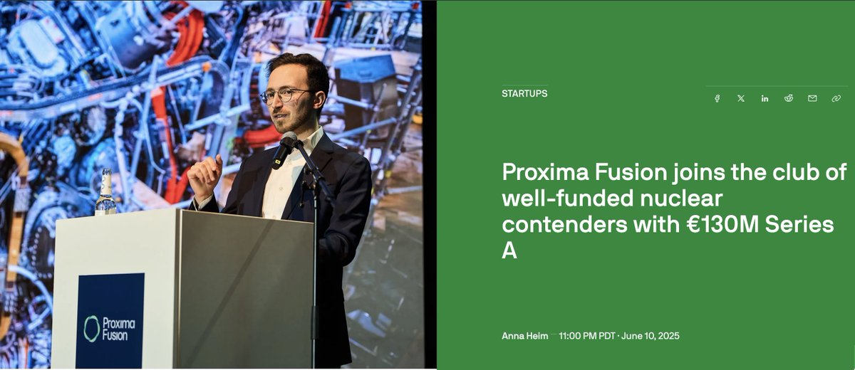 Congrats to <a href="/proximafusion/">Proxima Fusion</a> on the €130 million Series A! Proud to see the next generation of fusion reactors being designed and built <a href="/withgraphite/">Graphite</a>.