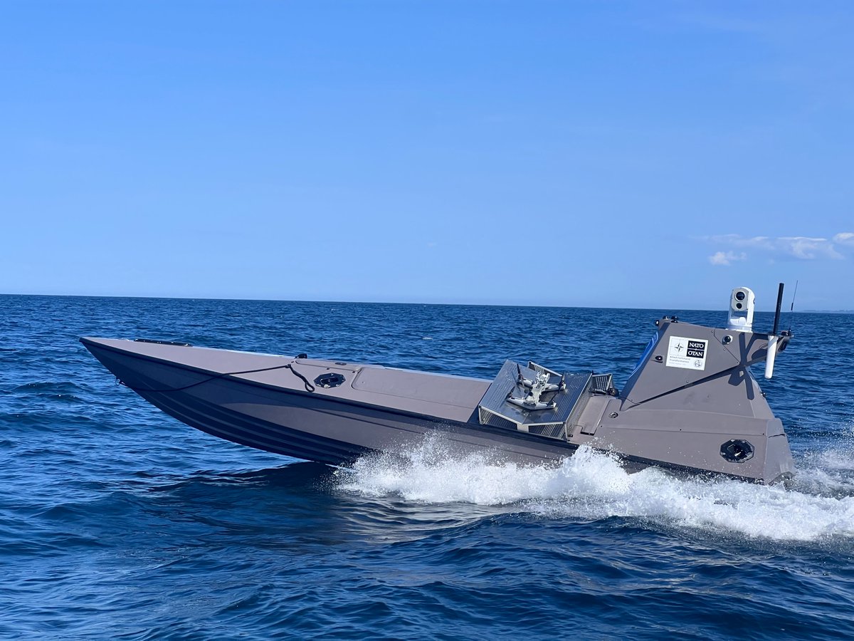 The innovation at Task Force X doesn't stop!
Meet the dual-domain interceptor, a high-speed Uncrewed Surface Vessel that just got smarter.
Now also a drone launcher, it deploys amphibious drones that flip &amp; fly even after water landings.
#WeAreNATO