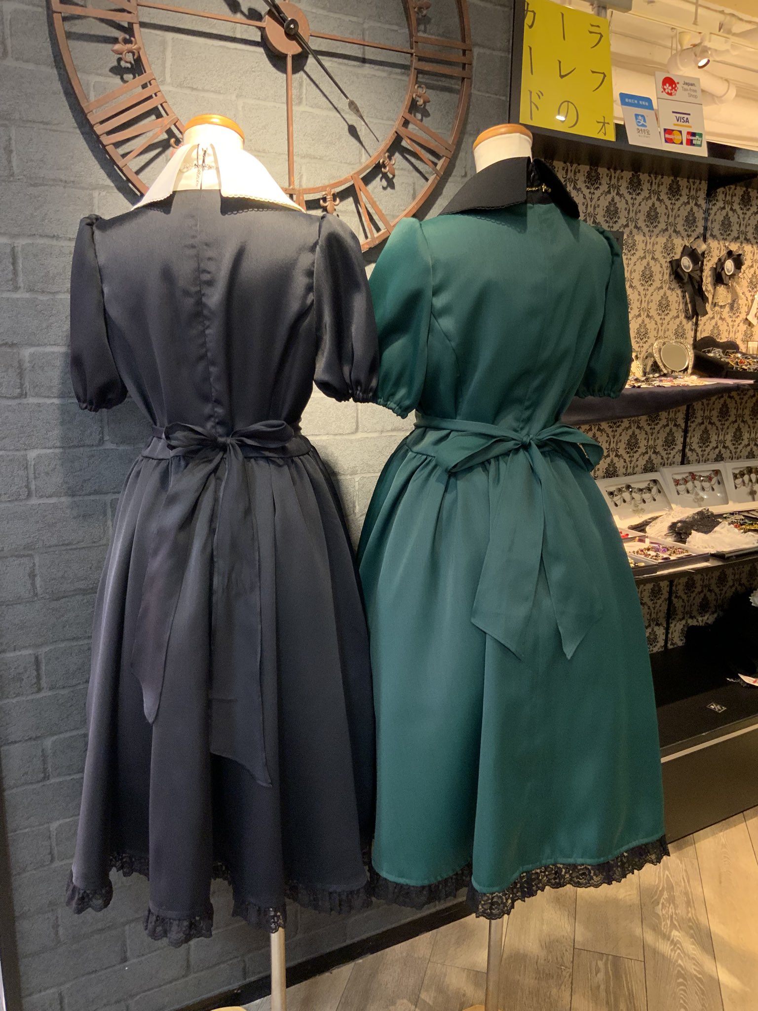 ワンピース・ヴァーニ半袖　黒×緑　M ワンピース・ヴァーニ半袖 黒×緑 M MIHO MATSUDA 原宿店 on X: 