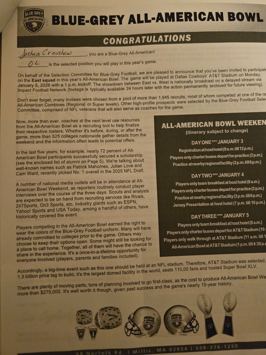Nate Blackburn (@coachnblackburn) on Twitter photo Congratulations to <a href="/ALAJoshc/">Josh Crenshaw</a> for being selected to play in the all American bowl in Dallas Texas! This kid deserves everything he has worked for <a href="/whelms21/">Will Helms</a> <a href="/JoelBryantHSOT/">Joel Bryant - HighSchoolOT 🏈</a> <a href="/yalefootball/">Yale Football</a> <a href="/LRBearsFootball/">Lenoir-Rhyne Football</a> <a href="/WingateFb/">Wingate Bulldogs Football</a> <a href="/PrepRedzoneNC/">Prep Redzone North Carolina</a> <a href="/UNCP_Football/">UNCP Braves Football</a> <a href="/BlueGreyFB/">Blue-Grey All-American Bowl</a> <a href="/Livingstone_Fb/">Livingstone College Football</a> Congratulations to <a href="/ALAJoshc/">Josh Crenshaw</a> for being selected to play in the all American bowl in Dallas Texas! This kid deserves everything he has worked for <a href="/whelms21/">Will Helms</a> <a href="/JoelBryantHSOT/">Joel Bryant - HighSchoolOT 🏈</a> <a href="/yalefootball/">Yale Football</a> <a href="/LRBearsFootball/">Lenoir-Rhyne Football</a> <a href="/WingateFb/">Wingate Bulldogs Football</a> <a href="/PrepRedzoneNC/">Prep Redzone North Carolina</a> <a href="/UNCP_Football/">UNCP Braves Football</a> <a href="/BlueGreyFB/">Blue-Grey All-American Bowl</a> <a href="/Livingstone_Fb/">Livingstone College Football</a>