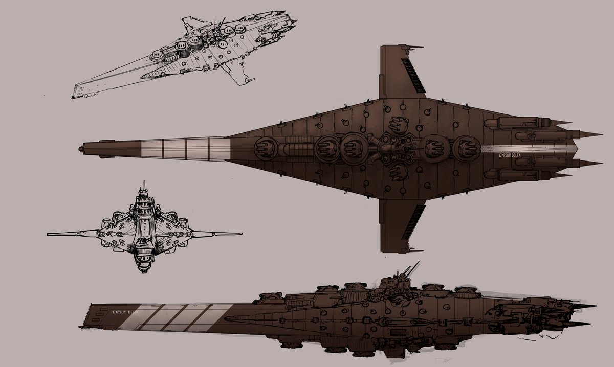 The rust brown and off white markings are a hold over from its days in Imperial service, its ruddy appearance is quite different from the bright liveries of the Provincial Navies.