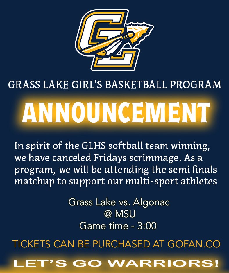 GrassLakeGbball (@grasslakegbball) on Twitter photo Huge congratulations to our amazing teammates <a href="/ReeseLape/">ReeseLape</a>, Kennedy, and <a href="/Grasslakesb/">Grasslake Varsity Softball</a> as they are headed to MSU!
#supportingteammates
<a href="/GLAKEWARRIORS/">Grass Lake Athletics</a> <a href="/GrassLakeCS/">Grass Lake Schools</a> <a href="/BCAMCoaches/">BCAM</a> Huge congratulations to our amazing teammates <a href="/ReeseLape/">ReeseLape</a>, Kennedy, and <a href="/Grasslakesb/">Grasslake Varsity Softball</a> as they are headed to MSU!
#supportingteammates
<a href="/GLAKEWARRIORS/">Grass Lake Athletics</a> <a href="/GrassLakeCS/">Grass Lake Schools</a> <a href="/BCAMCoaches/">BCAM</a>