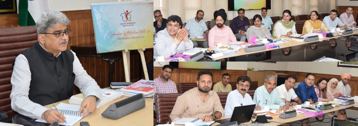 nuzhatjehangir's tweet photo. CS lauded the strides in sports infra across J&amp;K—now rivaling national standards. Called for mega events &amp; full utilization of new stadiums, arenas &amp; playgrounds.
#SportsInfrastructure #JKSports #TransformingJK https://t.co/zufzfgL9vC