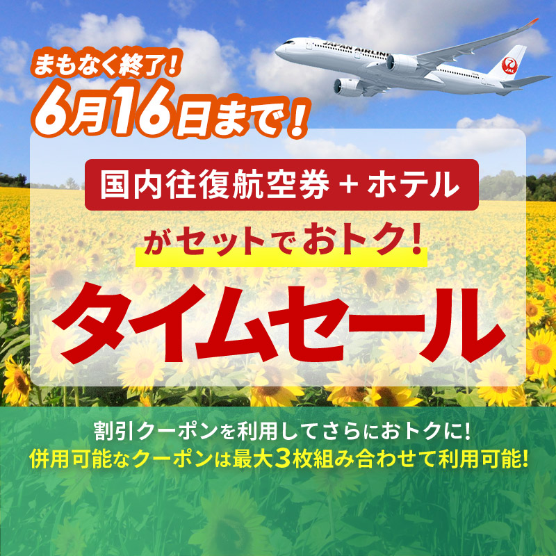 ✈️➕🏨がセットでおトク🉐／ 国内ツアー #タイムセール まもなく終了